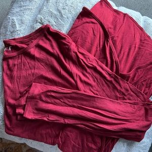 loft cranberry long sleeve shirt with curved hem